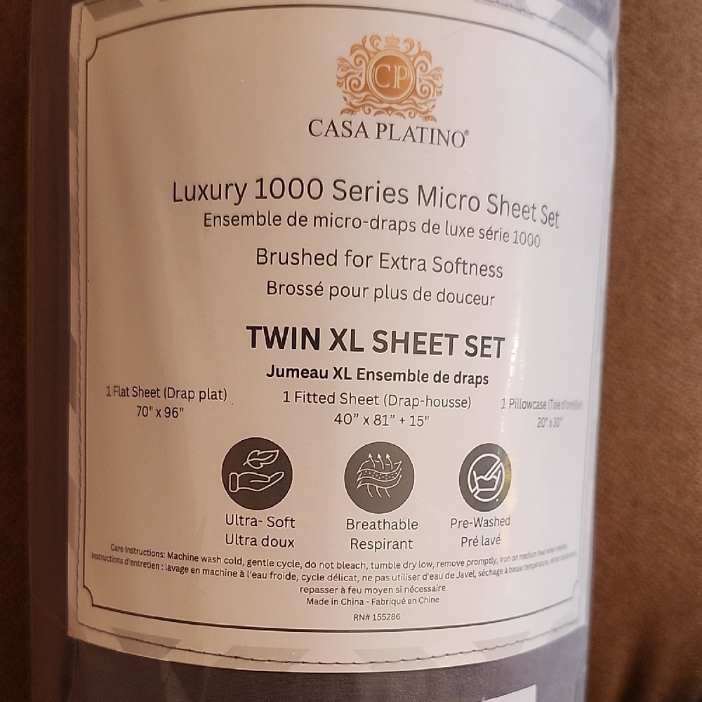 Luxury 1000 Series Micro Sheet Set - Twin XL - Gray